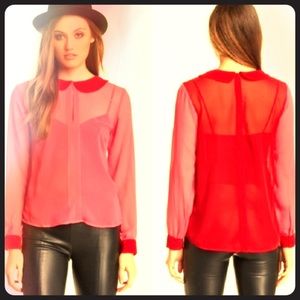 💗Walter Baker❤️ Kristy Blouse, Pink & Red, Small